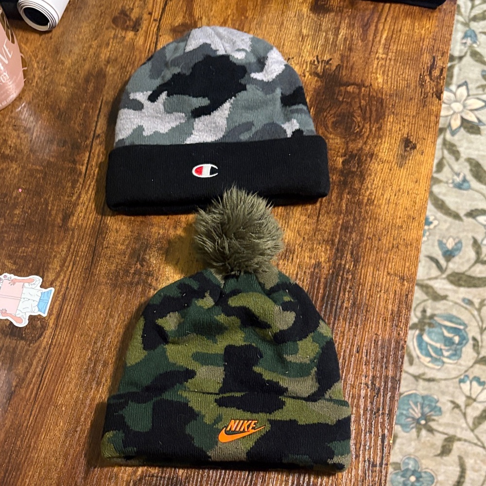 Champion Kids' Camo Beanie Set - Gray and Green
